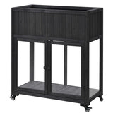 TOPMAX Patio 35.4''x17.7''x37.4'' Mini Wood Cold Frame, Compact 2 Doors Garden Greenhouse with N717P229026B