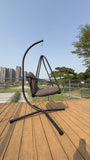 Swing Egg Chair with Stand Indoor Outdoor Wicker Rattan Patio Basket Hanging Chair with C Type W2707P296435