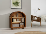 Arched Small Bookcase, Arched Storage Cabinet, Walnut Wooden Modern Arched Top Bookshelf with 3 W2557P428369