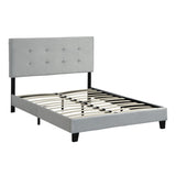 ZUN Full Size Upholstered Platform Bed Frame with pull point Tufted Headboard, Strong Wood Slat Support, W31136118