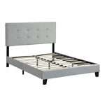 ZUN Queen Size Upholstered Platform Bed Frame with pull point Tufted Headboard, Strong Wood Slat W2297140907