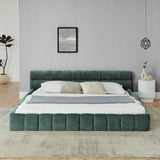 King size Upholstered Bed Frame Thick Fabric, Chenille Fabric Grounded Queen Size Platform Bed W487P246687