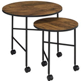 Vintage Oak and Black 2 Pieces Nesting Tables B062P181388