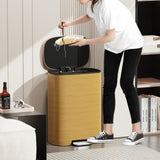 ZUN 13 Gallon 50L Kitchen Foot Pedal Operated Soft Close Trash Can - Stainless Steel Ellipse Bustbin W1550P154901