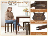 4-Piece Stackable Nesting Stools Set with Lockable Rolling Base, Solid Rubber Wood Dining Stools for 46625530
