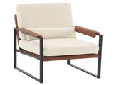Single Iron Frame Chair Soft Cover Beige Brown Honeycomb Leather Armrest Frame Indoor Leisure Chair 76471103
