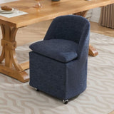 ZUN 058-Set of 2 Chenille Fabric Dining Chairs With Universal Wheels,Blue W527P242553