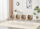 Dining Chairs Set of 4, Khaki Oil Waxed Leather Dining Chairs with Electroplated Metal Legs, W3493P444869