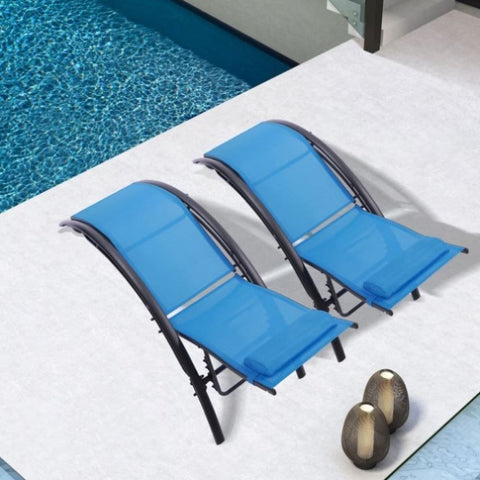 ZUN 2PCS Set Chaise Lounges Outdoor Lounge Chair Lounger Recliner Chair For Patio Lawn Beach Pool Side W41928444