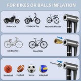 Pocket Air Pump Mini Bike Pump Electric 130PSI With Presta & Schrader Valves Auto Stop Fast 09707211