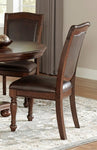 ZUN Traditional Dining Wooden Side Chairs Set of 2 Brown Cherry Finish Faux Leather Upholstery Home B01149812