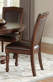 ZUN Traditional Dining Wooden Side Chairs Set of 2 Brown Cherry Finish Faux Leather Upholstery Home B01149812