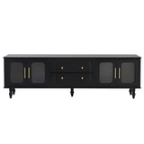 ON-TREND Retro Design TV Stand Fluted Glass Doors for TVs Up to 78'', Practical Media Console WF325997AAB