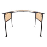 ZUN 350*280*230.5cm Aluminum Dark Brown Post Brown Adjustable Shade Fabric Curved Top Folding Shed 67152724