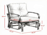 Beige Outdoor Glider Chair with Cushions Steel Frame Patio Furniture Curved Armrests for Garden Yard 77363000