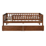Twin Size Daybed Wood Bed with Two Drawers, Walnut WF301864AAL