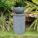 ZUN 35.5" Polyresin Gray Zen Bowl Water Fountain, Outdoor Bird Feeder /Bath Fountains, Relaxing Water W2078125235