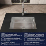 Kitchen Sink 27" x 19" Multifunctional Undermount Workstation Kitchen Sink S304 Stainless Steel T3177P286043