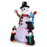 ZUN 6ft With 3 Penguins, 4 Light Strings, 1 Colorful Rotating Light, Inflatable, Garden Snowman 98246671