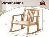 Solid Rubber Wood Rocking Chair, 400 LBS Weight Capacity Indoor Lounge Chair with Linen 96856936