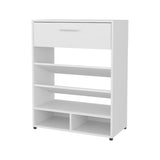 FM FURNITURE Onawa Modern Shoe Rack with Drawer, White B128P293860