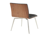 Mason Contemporary Dining/accent Chair with Swivel in Stainless Steel, Walnut Wood, and Black Faux B202P223605