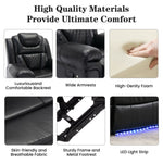 ZUN Home Theater Seating Manual Recliner Chair with Center Console and LED Light Strip for Living Room, WF310727AAB