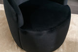 ZUN Velvet Fabric Swivel Accent Armchair Barrel Chair With Black Powder Coating Metal Ring,Black 52093817