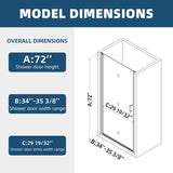1 3/8" adjustment,universal pivot shower door, open outside, with 1/4" tempered glass finish 3472 W2122131052