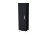 Black 1-Door Cabinet with 3 Broom Hangers B062P205244