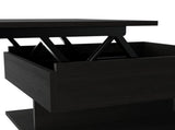 Babel Lift Top Coffee Table 15.3" H, Casters, One Shelf, Black, Living Room B097P407605