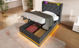 Twin size Upholstered, 360 surround LED function, Buttons/Apps/Remote Control, hydraulic storage N736P188805G