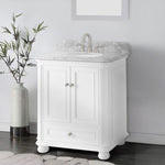 ZUN 30'' Bathroom Vanity with Carrara Natural Marble Top and Backsplash, Bathroom Storage Cabinet with W1059P155206