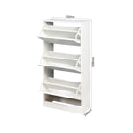 ZUN Wooden Shoe Cabinet for Entryway, White Shoe Storage Cabinet with 3 Flip Doors 20.94x9.45x43.11 inch 55963854