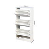 ZUN Wooden Shoe Cabinet for Entryway, White Shoe Storage Cabinet with 3 Flip Doors 20.94x9.45x43.11 inch 55963854