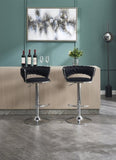 Set of 2 Bar Stools,with Chrome Footrest and Base Swivel Height Adjustable Mechanical Lifting Velvet W1249P247737