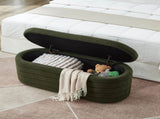 Modern Oval Storage Ottoman Bench, Upholstered Boucle Teddy Fabric of Bed Bench with Storage, W2186P193118