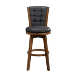 Button-Tufted Swivel Bar Chairs Set of 2, Upholstered Seat and Back Chestnut Finish Solid Wood B011P220996