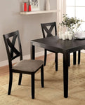 ZUN Brushed Black Solid wood 5pc Dining Set Table And 4x Chairs Brown Fabric Cushions Seats X-Cross Back B011P214984