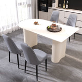 63 "medieval modern cream style MDF dining table and PU dining chair set 4. Assemble Desktop and 72054522
