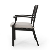 Outdoor Dining Chairs, Light Beige Antique Matte Black 68182.00BLK