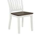 ZUN Espresso and White Dining Chair with Wood Seat B062P153676