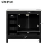 ZUN 36" Black Bathroom Vanity with Ceramic Sink Combo, Abundant Storage Cabinet -2 Soft close doors and N729P183735B