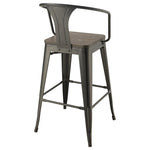 ZUN Dark Elm and Matte Black Bar Height Stool B062P153516