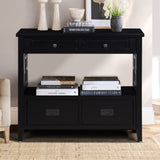 36'' Farmhouse Pine Wood Console Table Entry Sofa Table with 4 Drawers & 1 Storage Shelf for W1202P251878