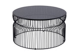 CT901 Modern Contemporary Metal Nested base and Tinted tempered glass top material 30" Coffee Table, B009P306196