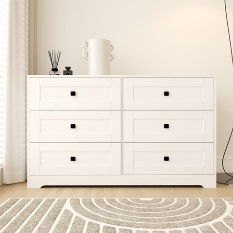 ZUN Chest Of Drawer with 6 drawers white color farm door W2139P241086