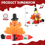 4.9 FT Lighted Christmas Inflatable Decoration, Inflatable Turkey Sitting on Santa Claus, Funny Blow 44323211