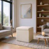 Beige Corduroy Storage Ottoman with Rubber Feet Compact Soft Cube Seat, 424244cm 02586993