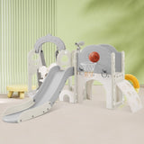 ZUN Toddler Slide and Swing Set 7 in 1, Kids Playground Climber Slide Playset with Basketball Hoop 72465607